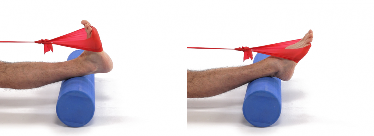 calf and plantar fascia stretch using towel or band 